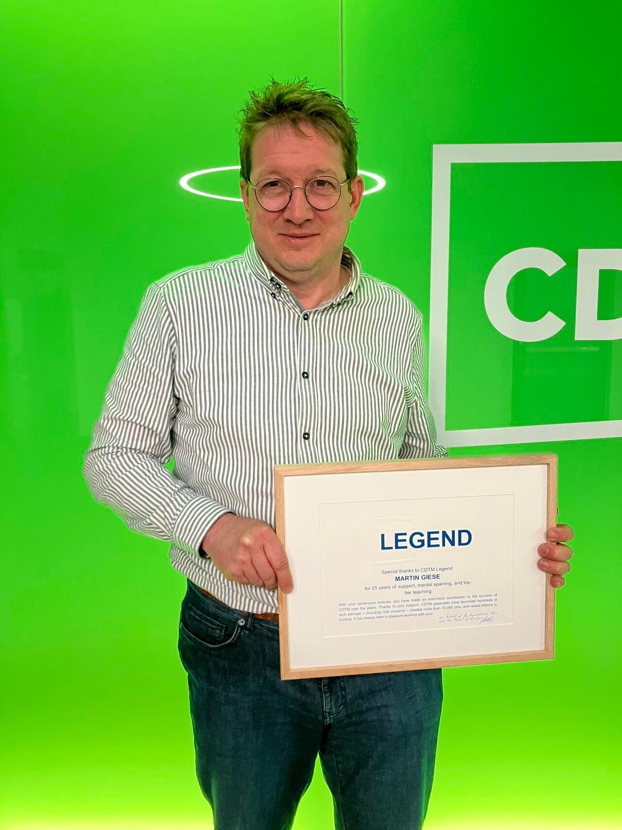 A heartfelt thank you to the very first CDTM Legend – Martin Giese