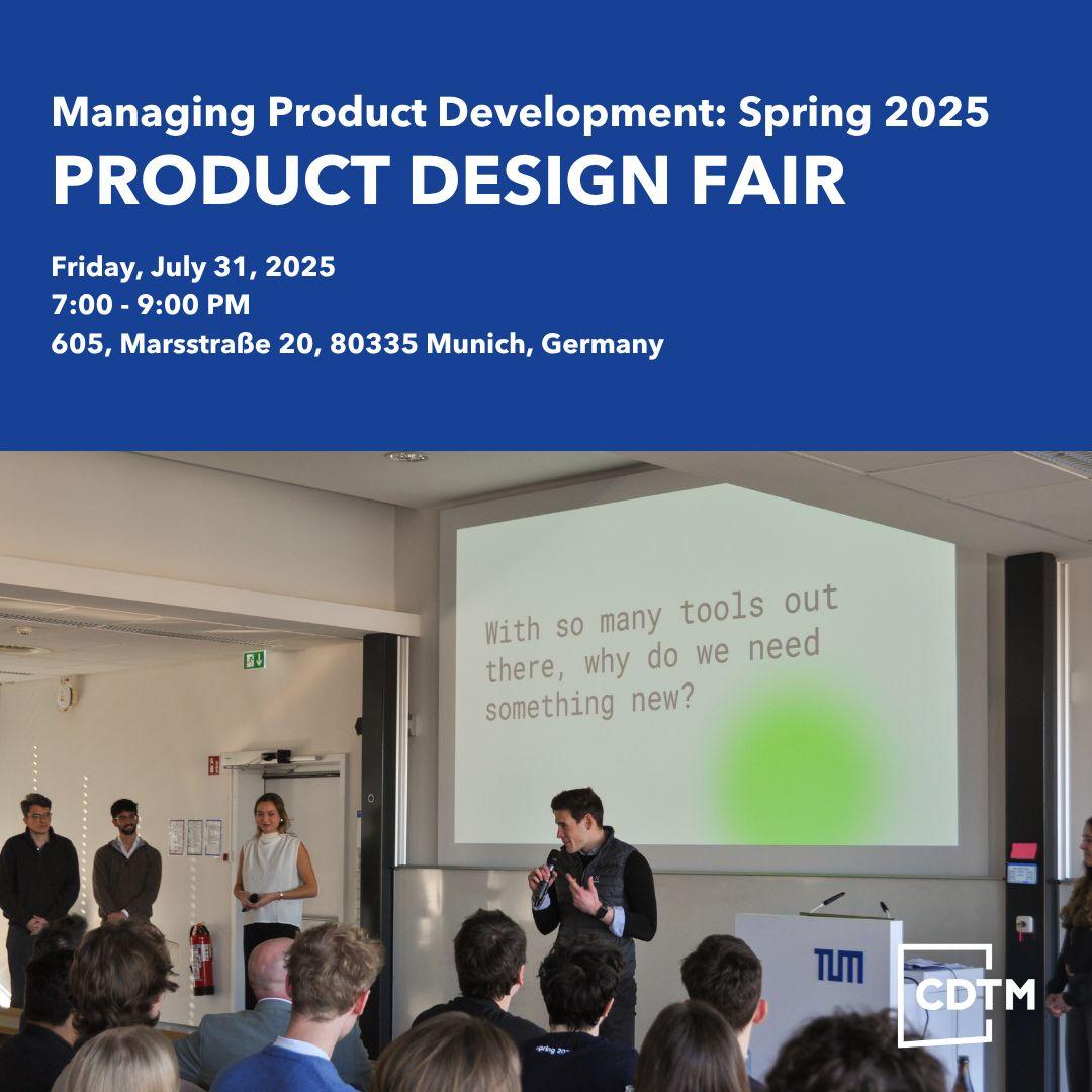 Join us for the MPD Product Design Fair at CDTM!