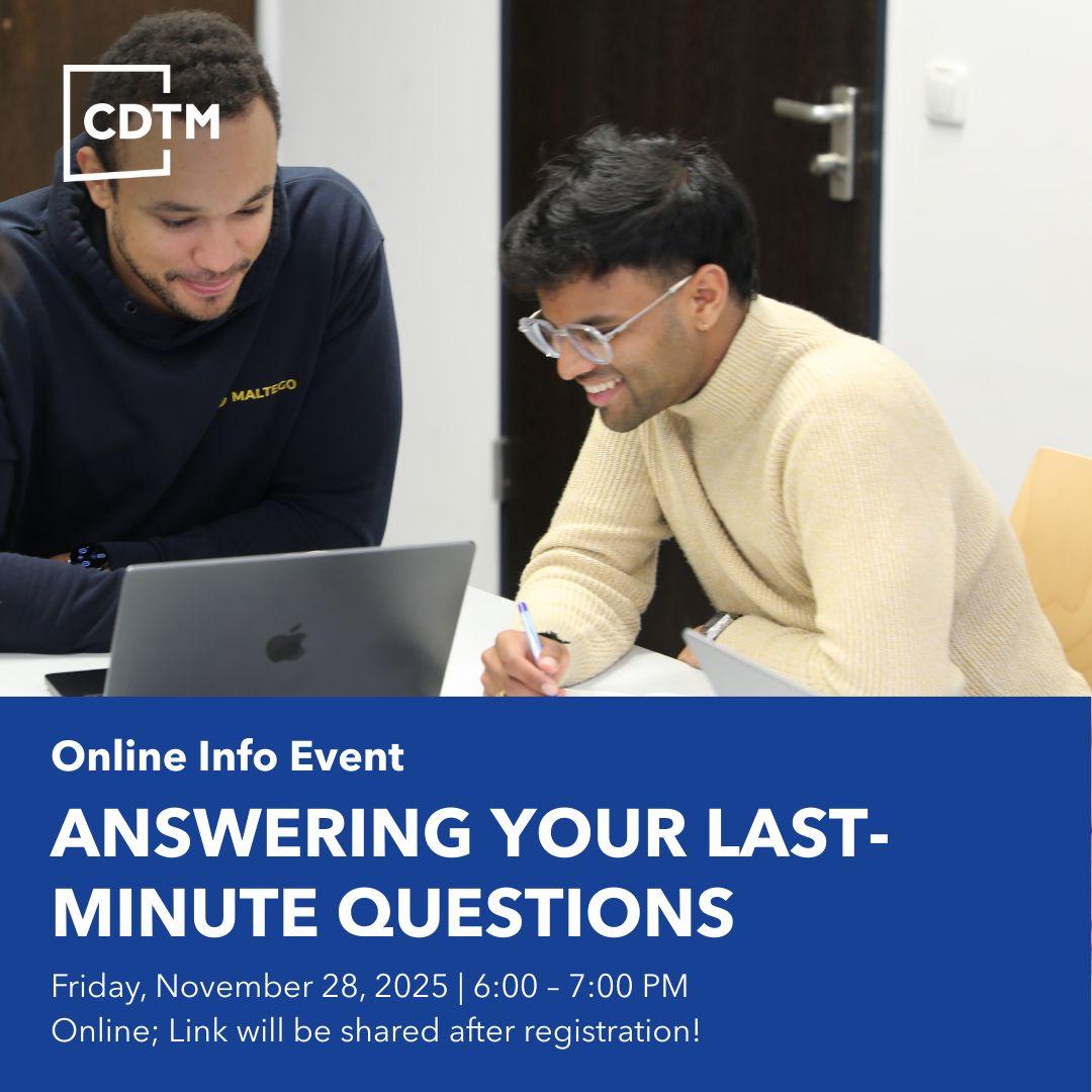 Planning to apply for the CDTM Spring 2026 class but still have a few open…