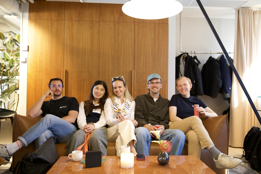 Five Centerlings on a sofa